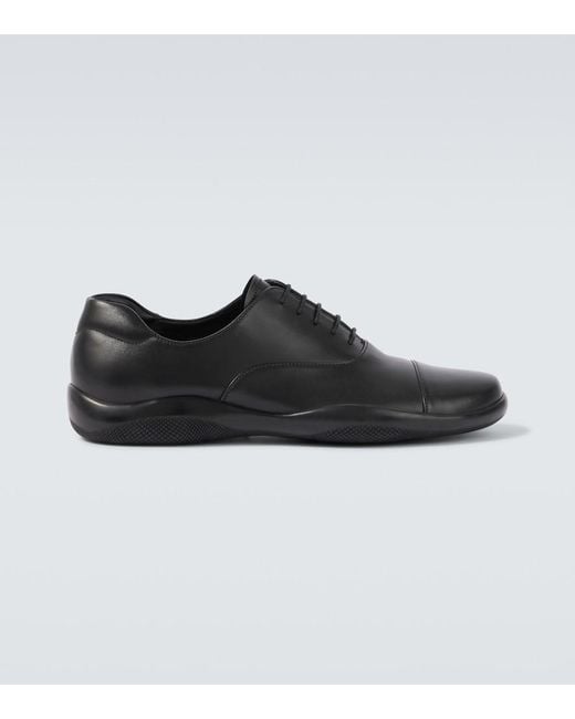 Prada Black Toblach Leather Sneakers for men