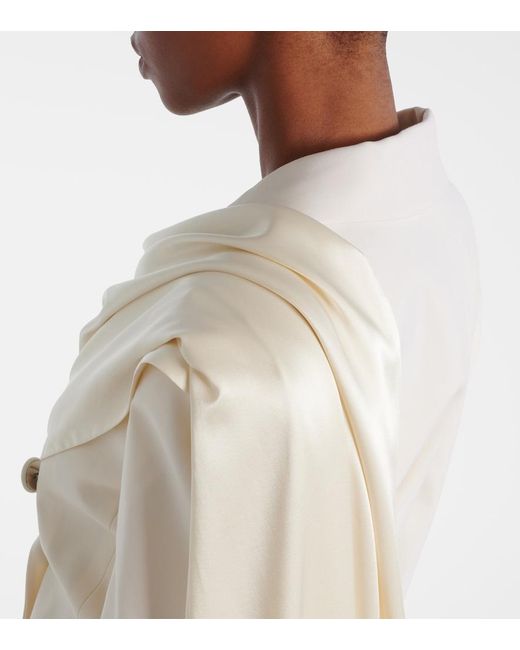 Nina Ricci Natural Scarf-Detail Virgin Wool Gabardine Blazer