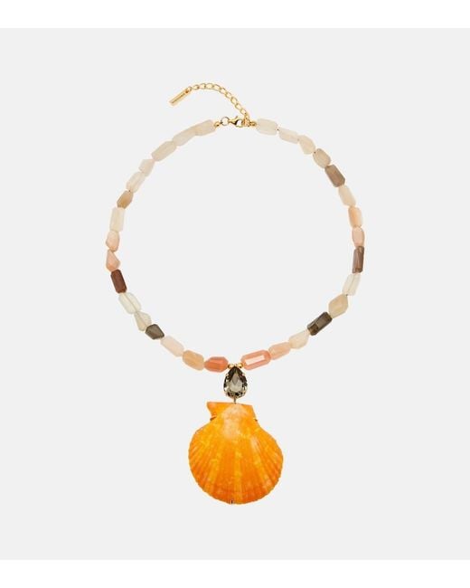 Jennifer Behr Metallic Syrena Embellished Pendant Necklace