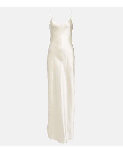 Nili Lotan White Cami Silk Satin Maxi Dress