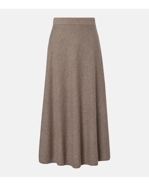 Lisa Yang Brown Torie Cashmere Midi Skirt
