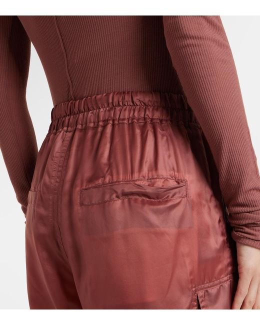 Rick Owens Red High-Rise Cargo Pants