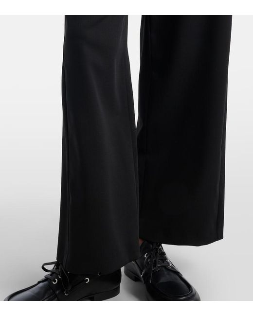Max Mara Black Argenta Virgin Wool Crepe Wide-Leg Pants