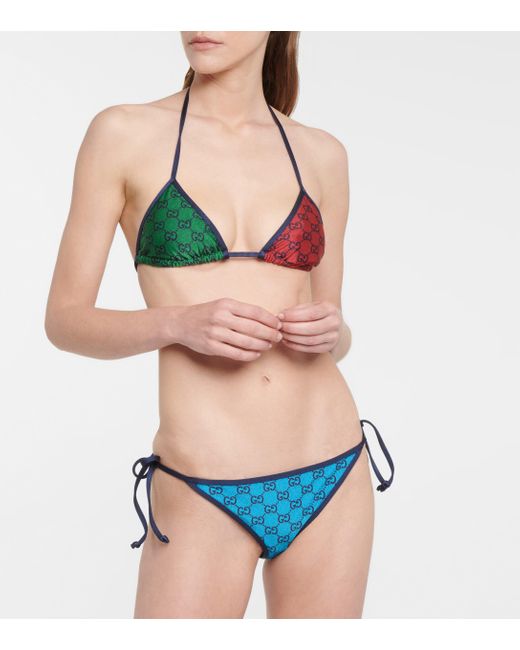 Gucci GG Multicolor Triangle Bikini | Lyst