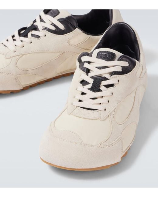 Bottega Veneta White Orbit Flash Suede-Trimmed Sneakers for men