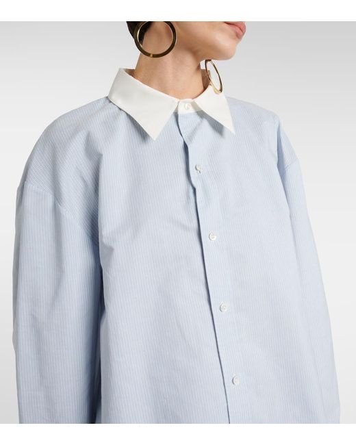 Camicia in cotone a righe di Saint Laurent in Blue