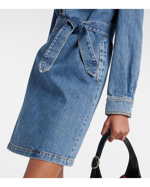 Miniabito chemisier di jeans Horsebit di Gucci in Blue