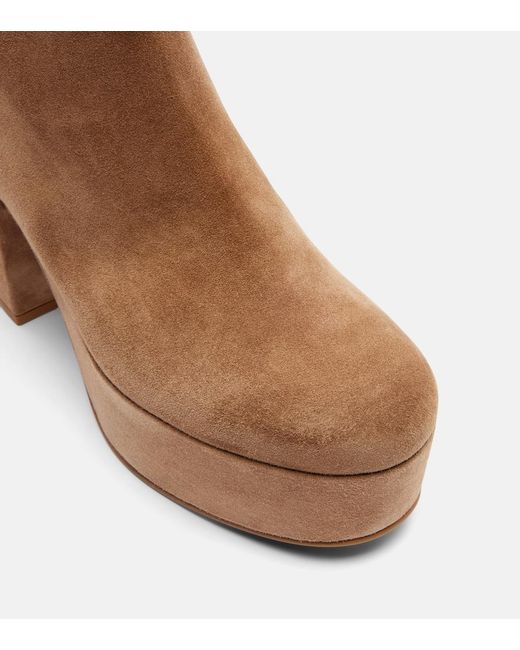 Gianvito Rossi Brown Sally Suede Platform Ankle Boots