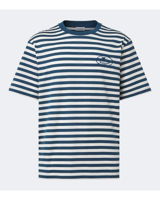 Burberry Blue Ryan Striped Cotton Jersey T-Shirt for men