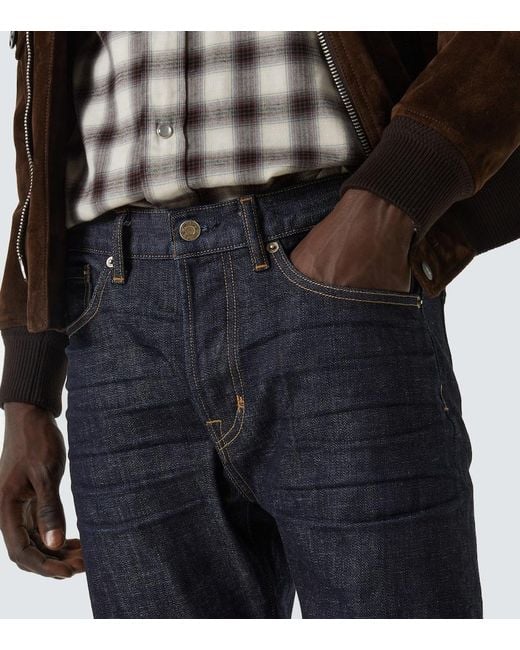 Tom Ford Blue Mid-Rise Bootcut Jeans for men