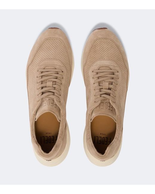 Fedeli Natural Suede-Trimmed Sneakers for men