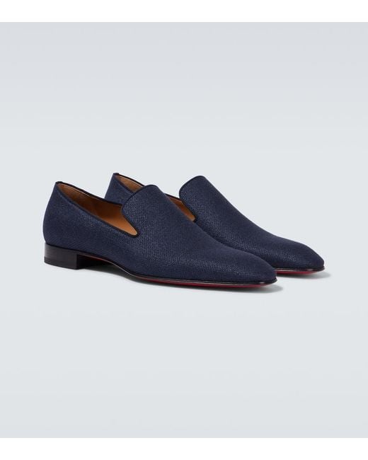 Christian Louboutin Blue Dandelion Silk-Crepe Loafers for men