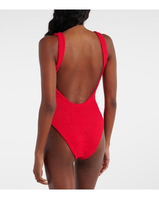 Hunza G Red Square Neck Swimsuit