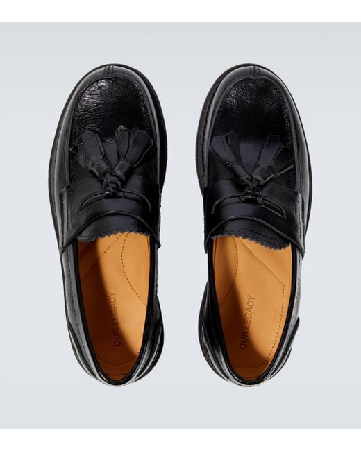 Our Legacy Black Tassel Patent Leather Penny Loafers for men