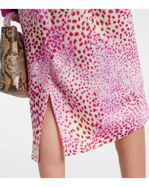 Falda Midi Estampada Dries Van Noten de color Pink
