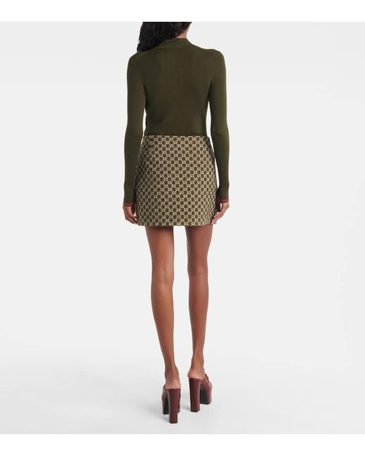 Gucci Natural Gg Cotton-Blend Boucle Mini Skirt