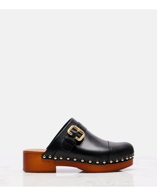 Chloé Black Jeannette Embellished Leather Clogs