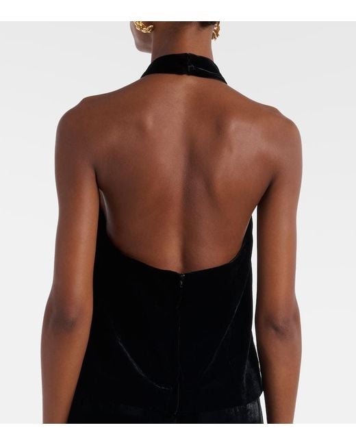 Nili Lotan Black Peneloppe Halterneck Velvet Top