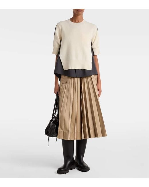 Pull Raye En Laine Sacai en coloris White