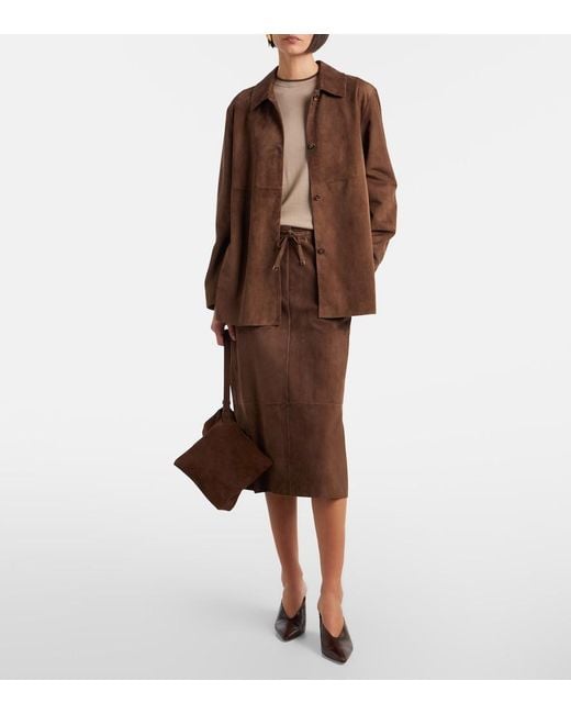 Max Mara Brown Suede Midi Skirt