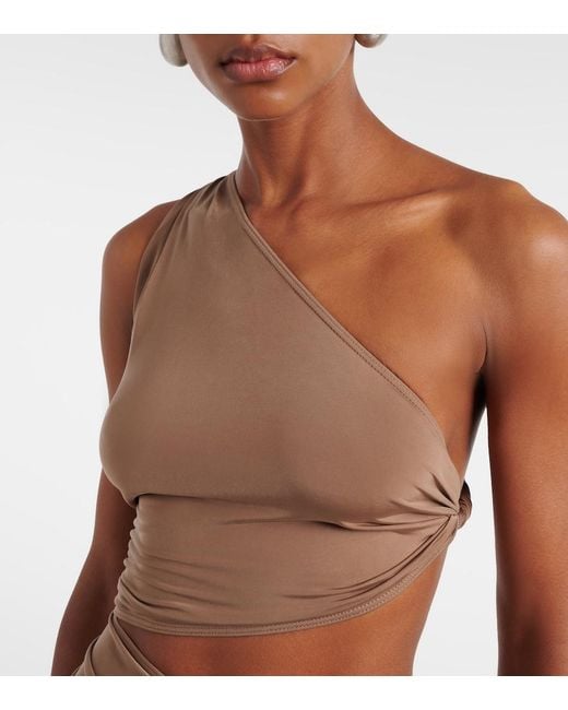 JADE Swim Brown Yana Cutout One-Shoulder Maxi Dress