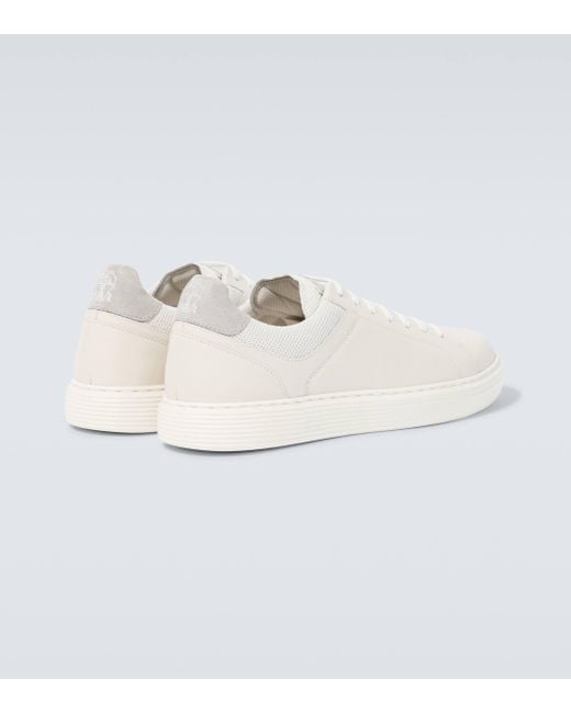 Brunello Cucinelli White Leather Sneakers for men