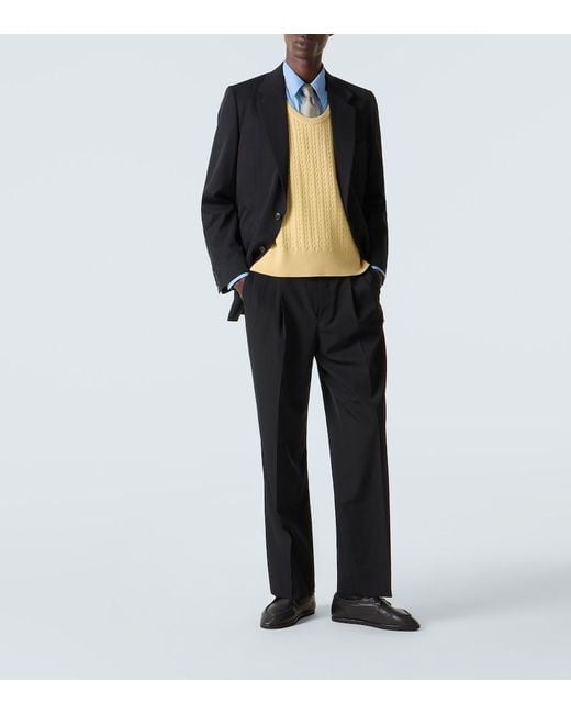 Auralee Yellow Cable-Knit Wool Vest for men