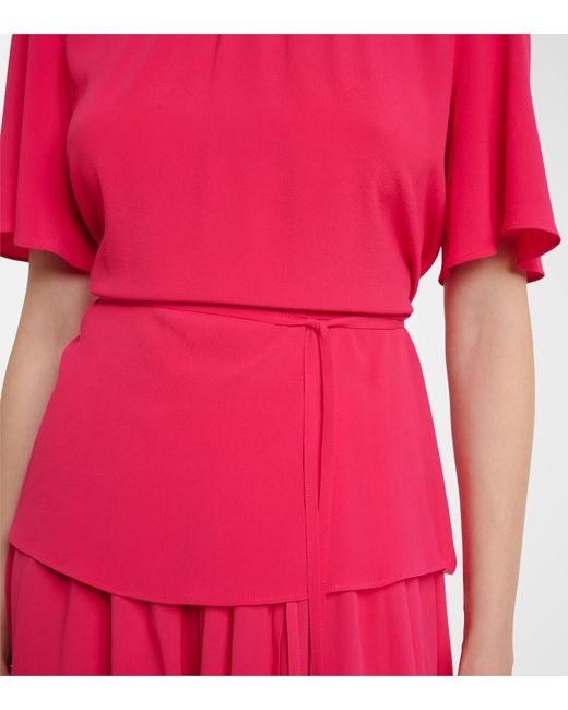 Joseph Red Libby Belted Crepe Blouse