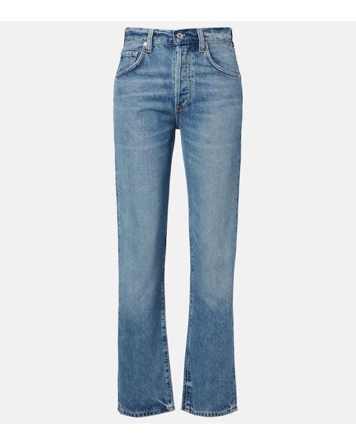 Citizens of Humanity Blue Baretta High-Rise Straight Jeans