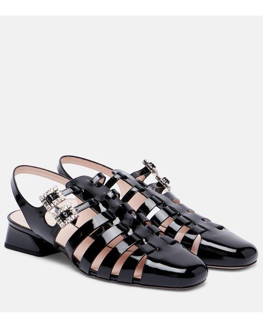 Roger Vivier Black Tres Vivier 25 Patent Leather Sandals