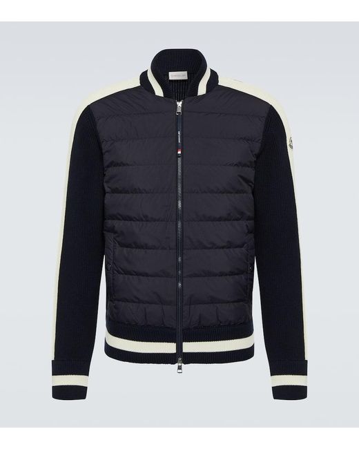 Moncler Blue Down-paneled Cotton Jacket for men