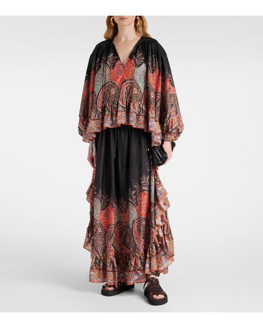 Zimmermann Black 'Rhiannon Ruffle Billow' Silk Blouse