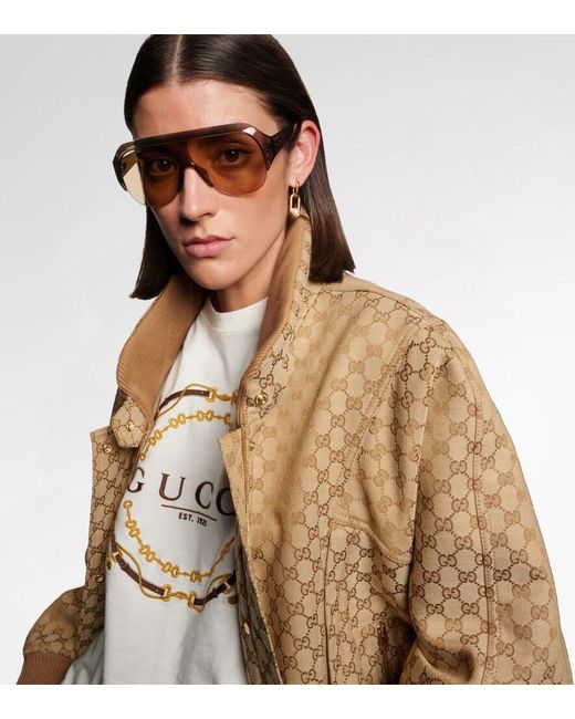Gucci Natural Logo Shield Sunglasses