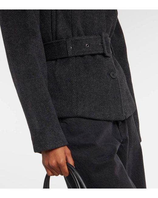ROTATE BIRGER CHRISTENSEN Black Marie Belted Herringbone Wool-Blend Jacket