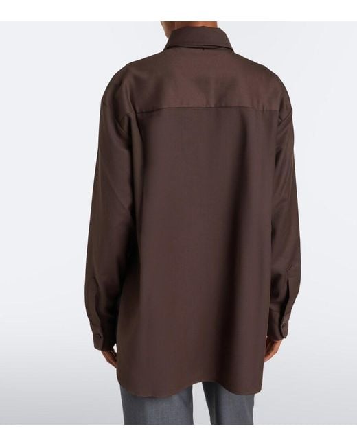 Frankie Shop Brown Peri Tie-Neck Shirt