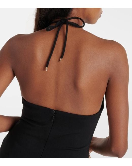 Area Black Crystal-Embellished Halterneck Top