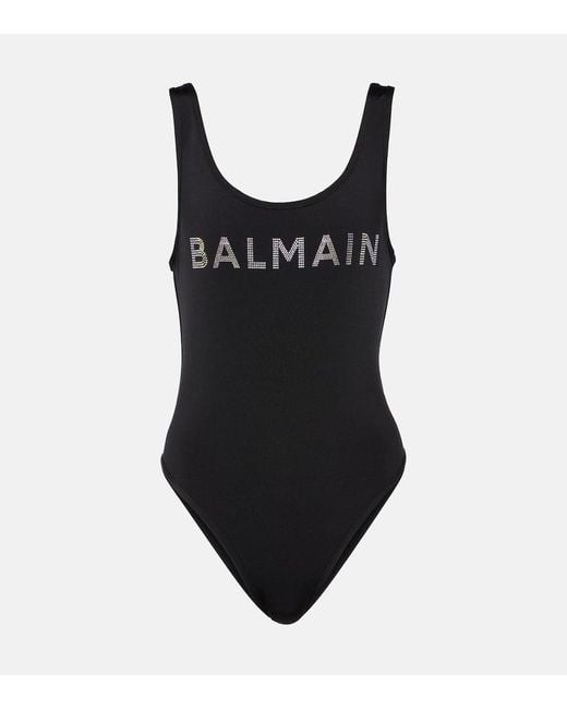 Balmain Black Verzierter Badeanzug