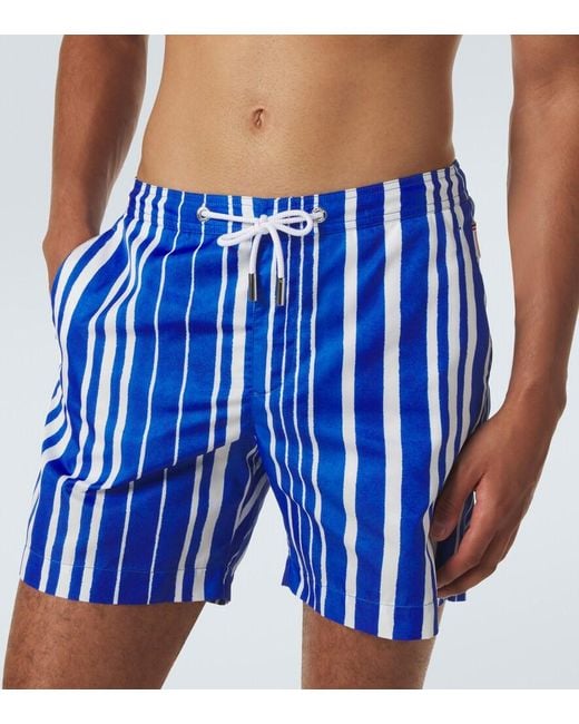 Orlebar Brown Blue Bulldog Striped Swim Trunks for men