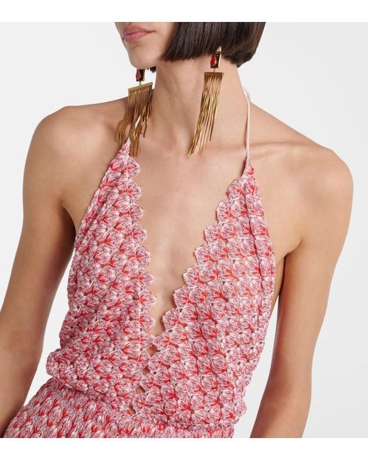 Missoni Pink Open-Knit Lame Playsuit
