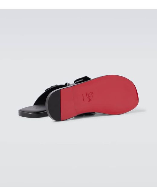 Christian Louboutin Black Emircross Leather Sandals for men