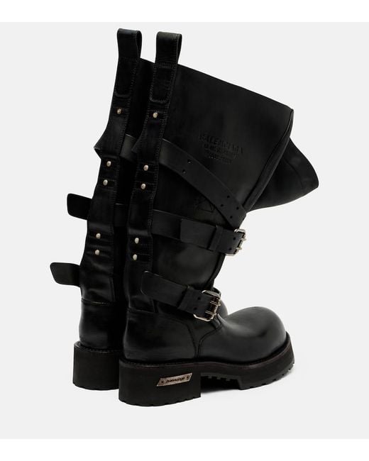 Balenciaga Black Venom Leather Combat Boots