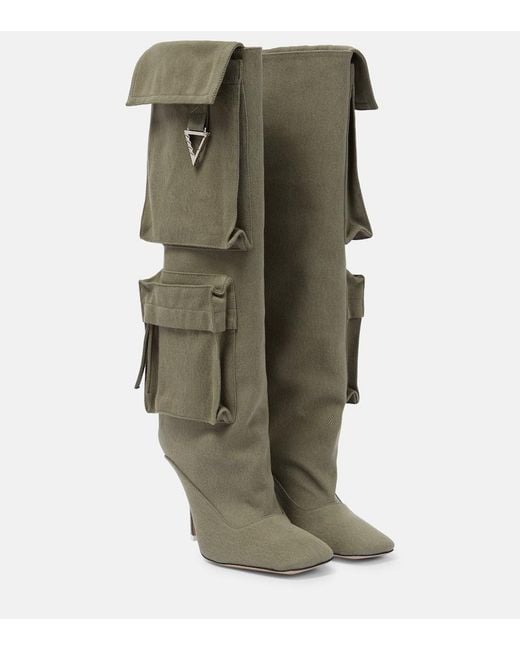 The Attico Green Sienna Canvas Knee-high Boots