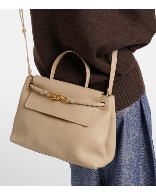 Bottega Veneta Natural Tote Bag Ciao Ciao Knot Medium Aus Leder