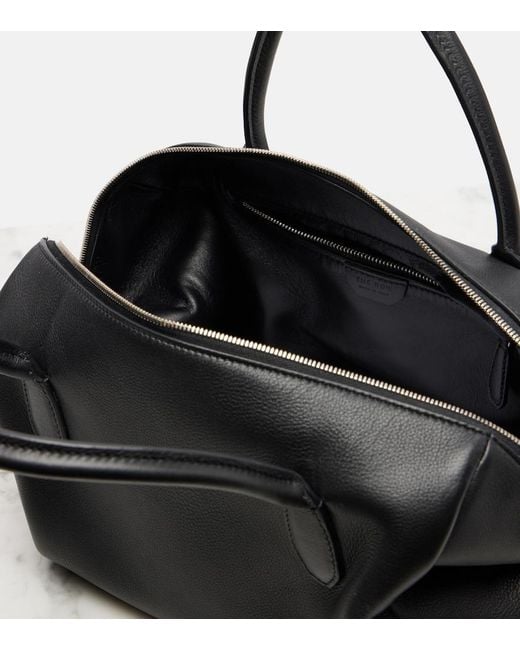 The Row Black Faye Leather Top-Handle Bag
