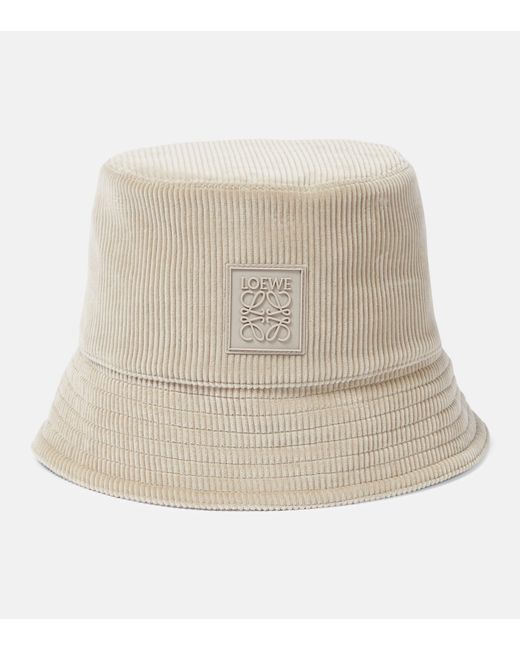 Loewe - Anagram-jacquard Leather-Trim Bucket Hat - Womens - Navy Black