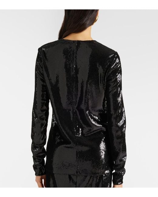 Totême Black Sequined Jersey Top