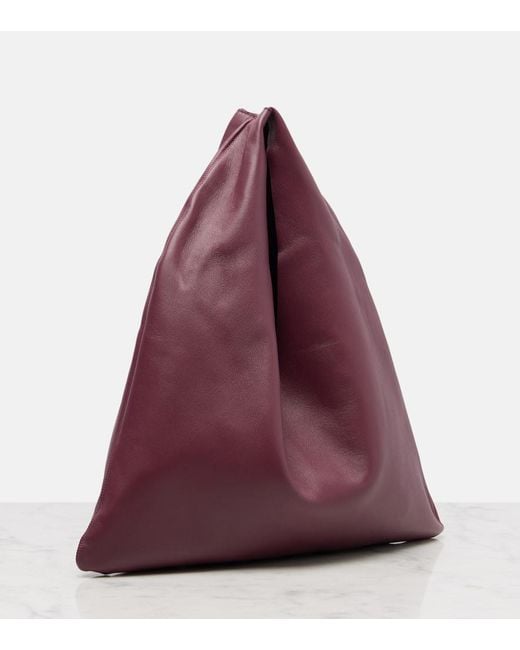 The Row Purple Bindle Small Leather Tote Bag