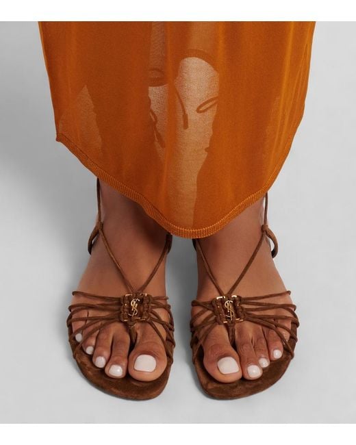 Saint Laurent Brown Babylone Suede Sandals