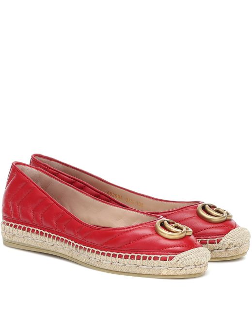 Gucci Red Chevron Quilted Espadrilles