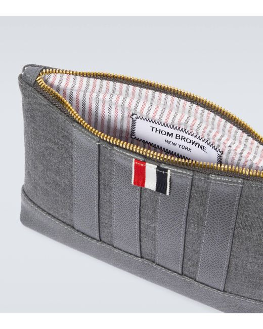 Thom Browne Black 4-bar Leather-trimmed Pouch for men